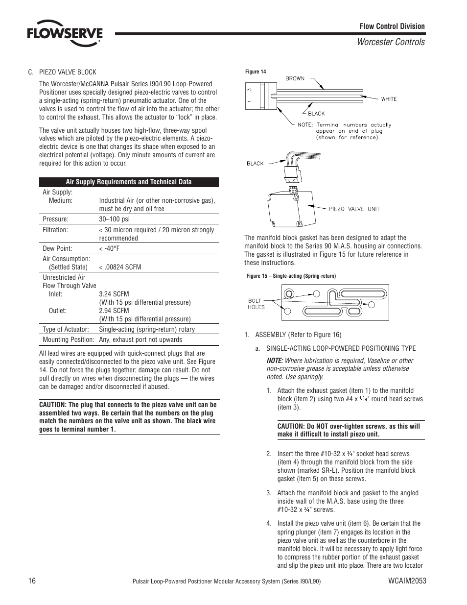 Worcester controls | Flowserve I90 Series User Manual | Page 16 / 24