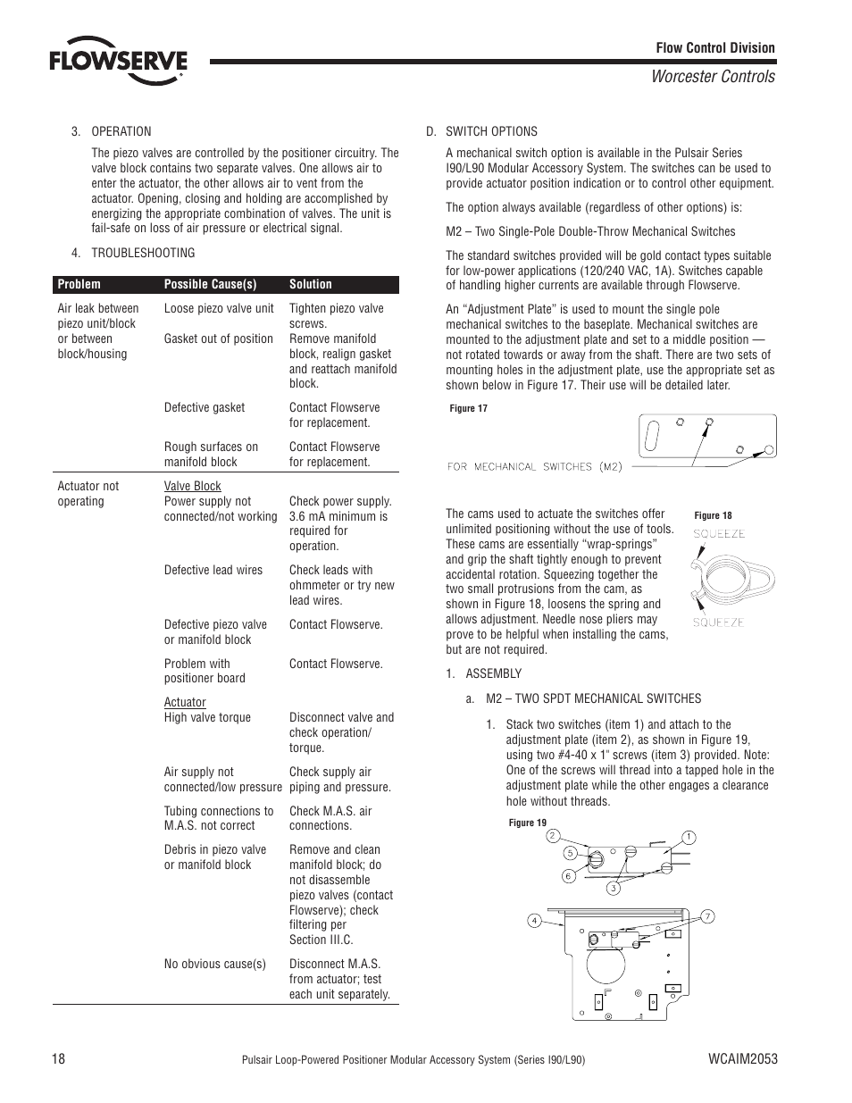 Worcester controls | Flowserve I90 Series User Manual | Page 18 / 24