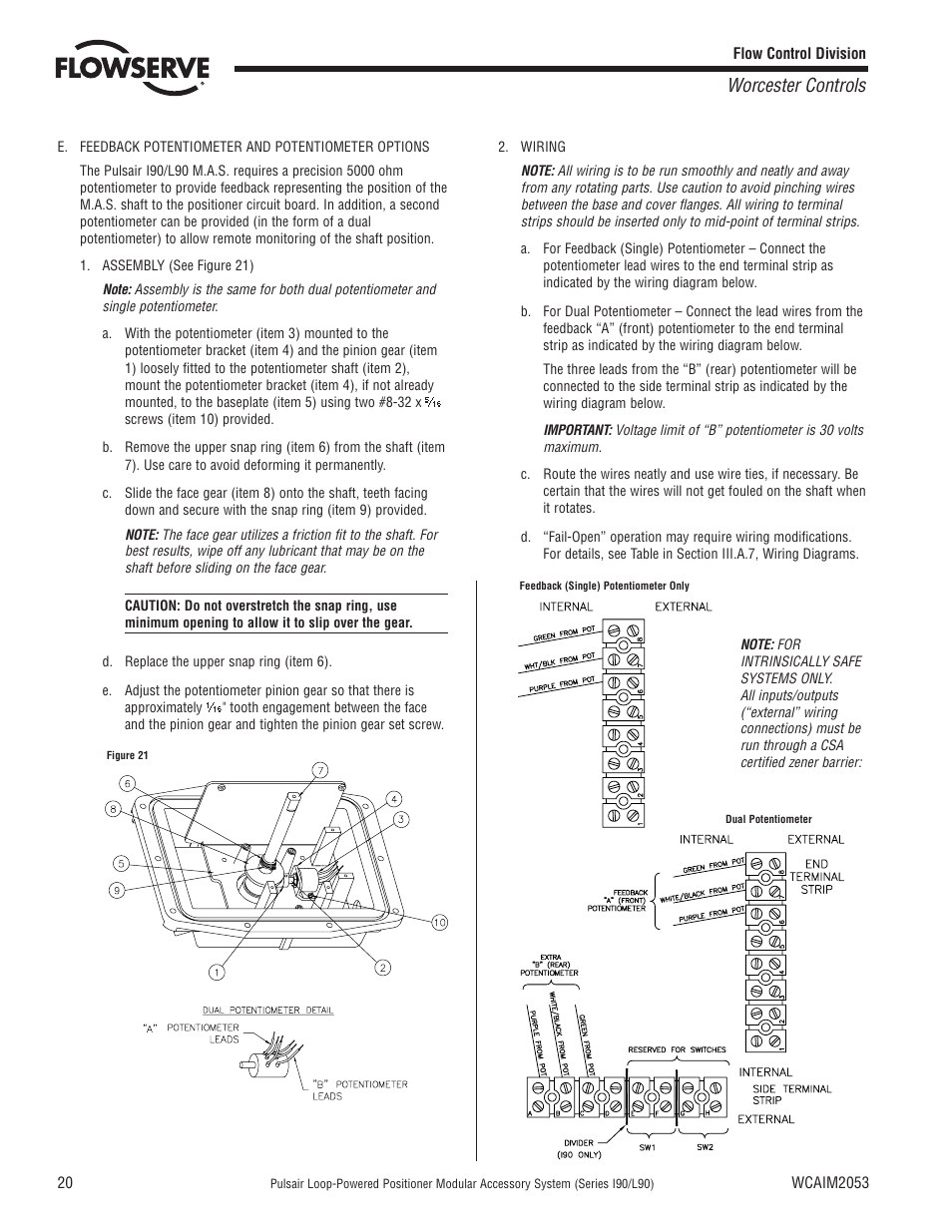 Worcester controls | Flowserve I90 Series User Manual | Page 20 / 24