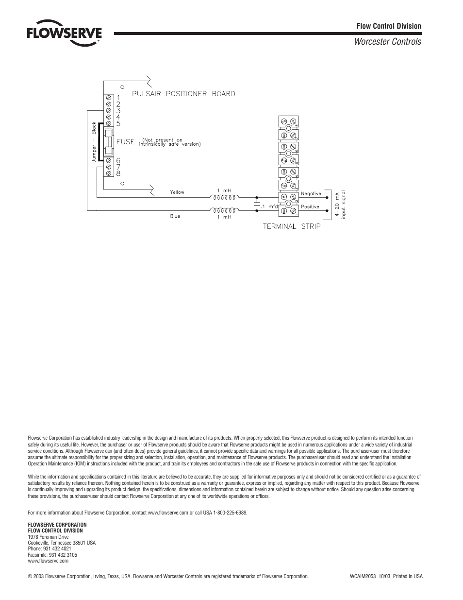 Worcester controls | Flowserve I90 Series User Manual | Page 24 / 24