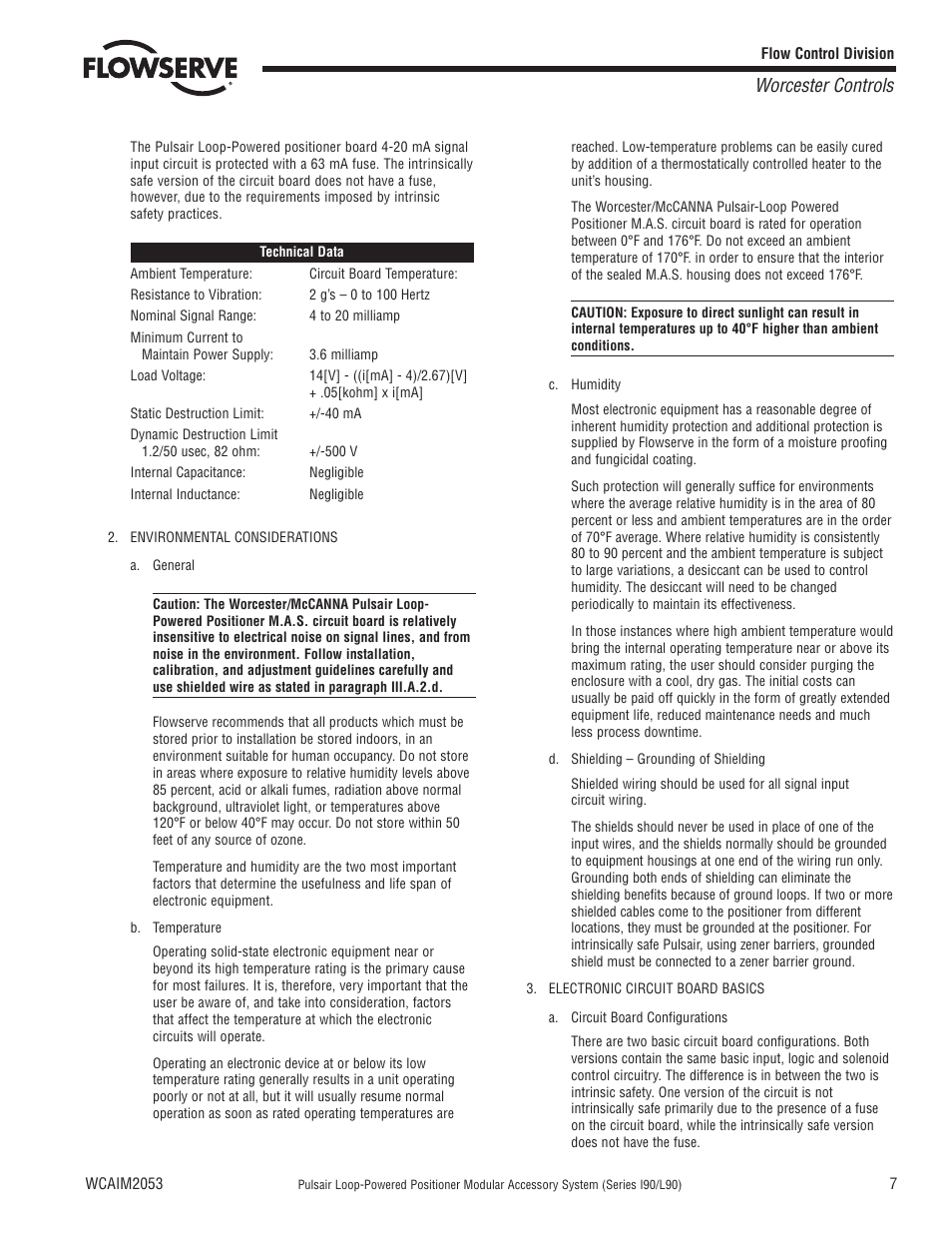 Worcester controls | Flowserve I90 Series User Manual | Page 7 / 24