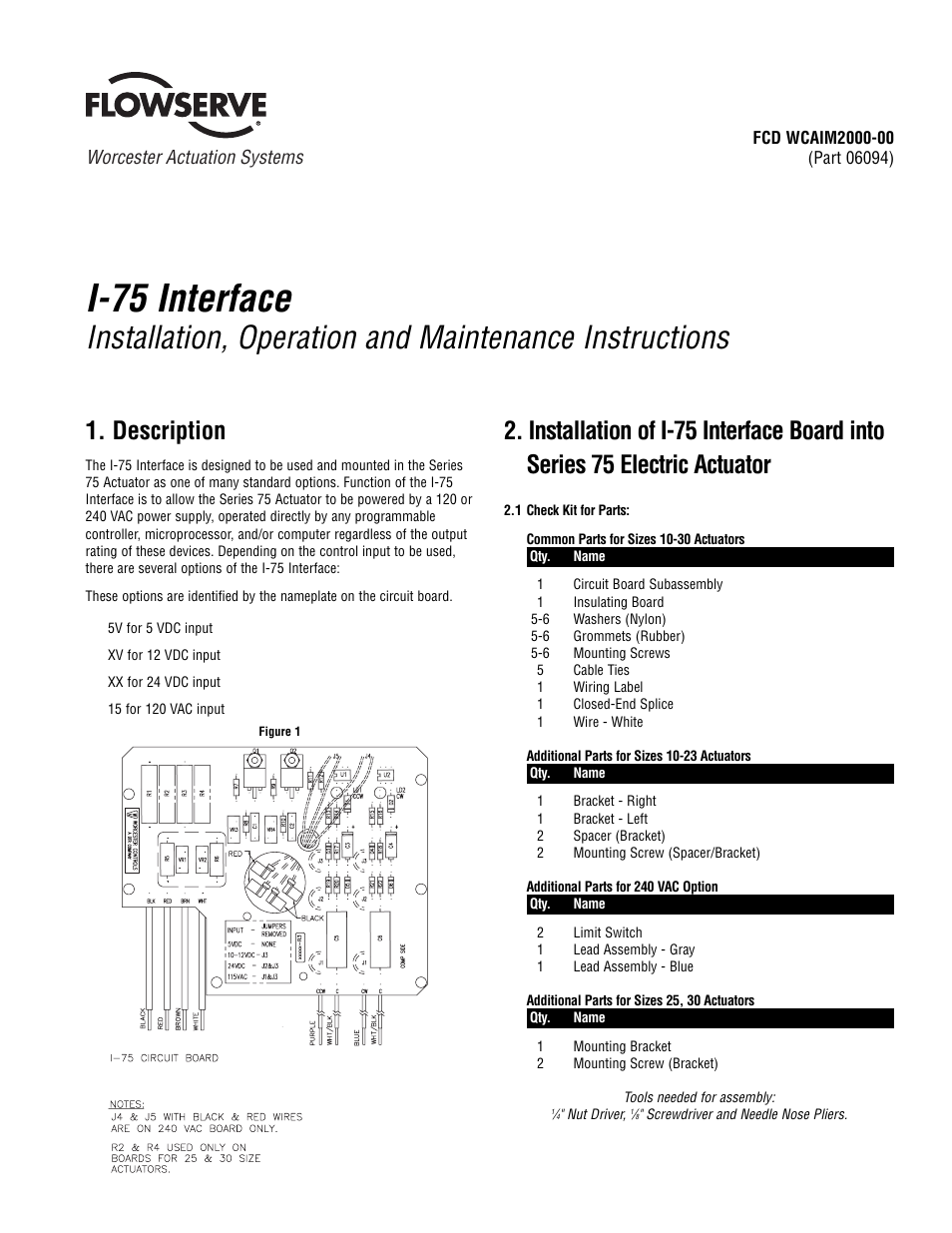 Flowserve I-75 Interface User Manual | 4 pages