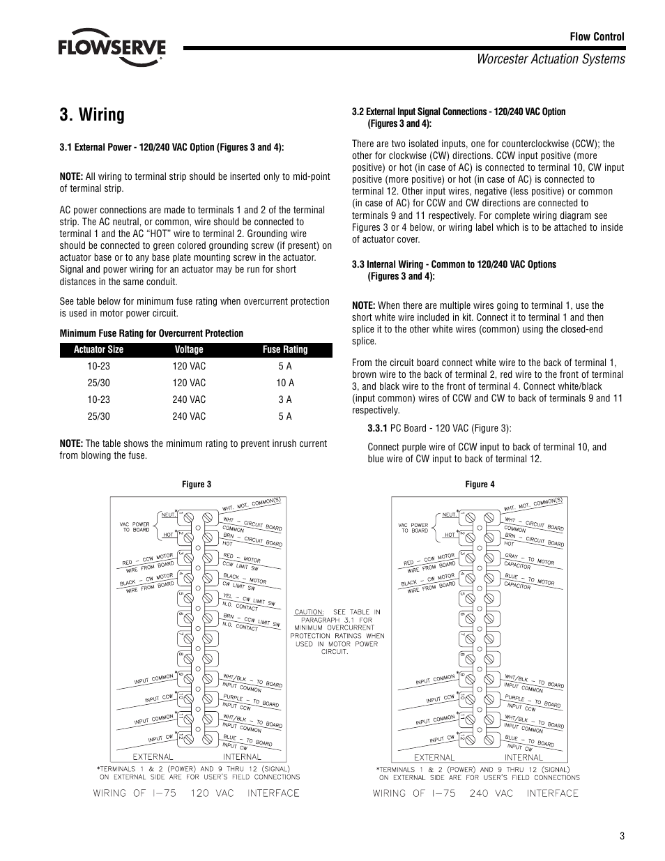 Wiring, Worcester actuation systems | Flowserve I-75 Interface User Manual | Page 3 / 4