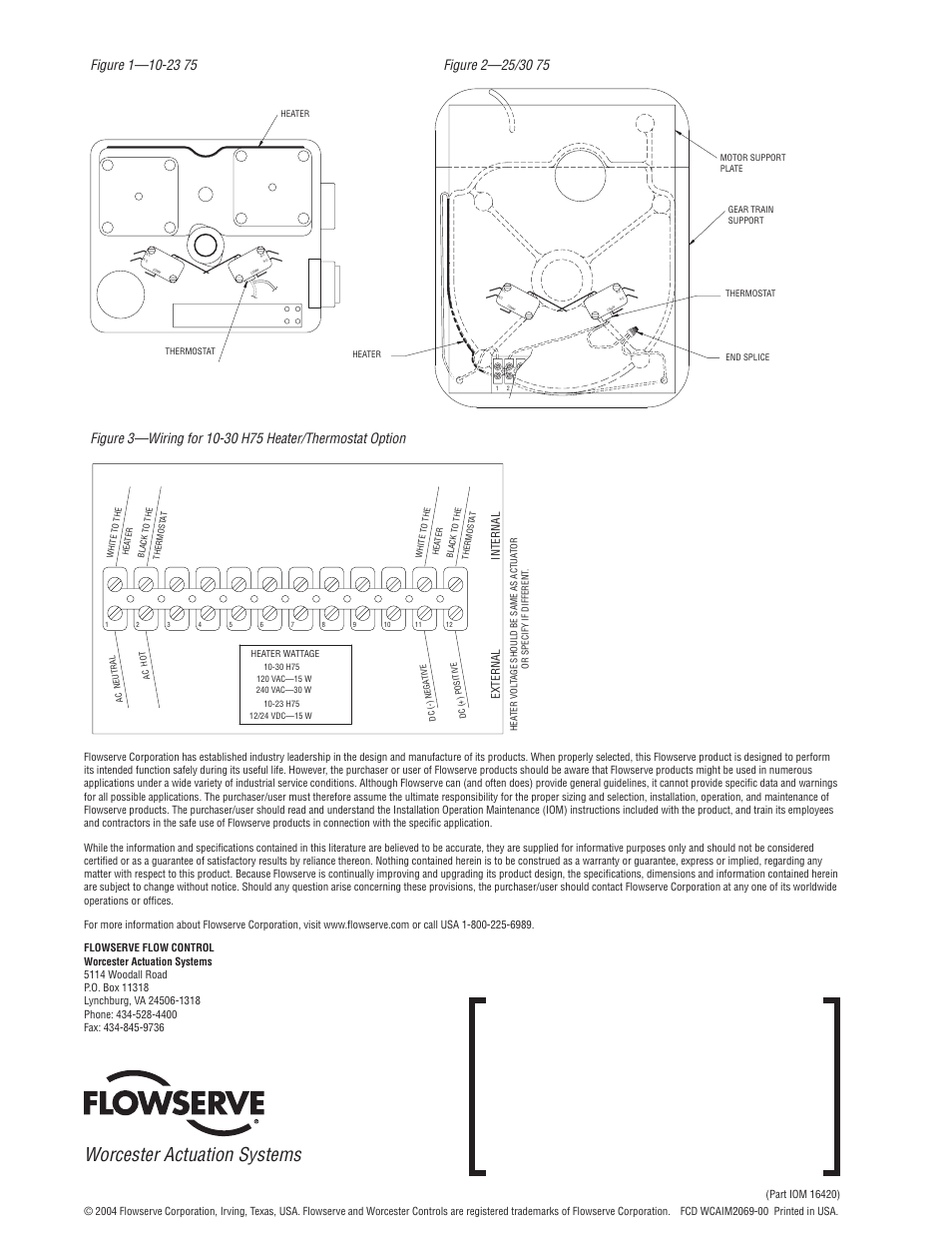 Externa l, Interna l | Flowserve 10-30 HK75 Heater and Thermostat User Manual | Page 2 / 2