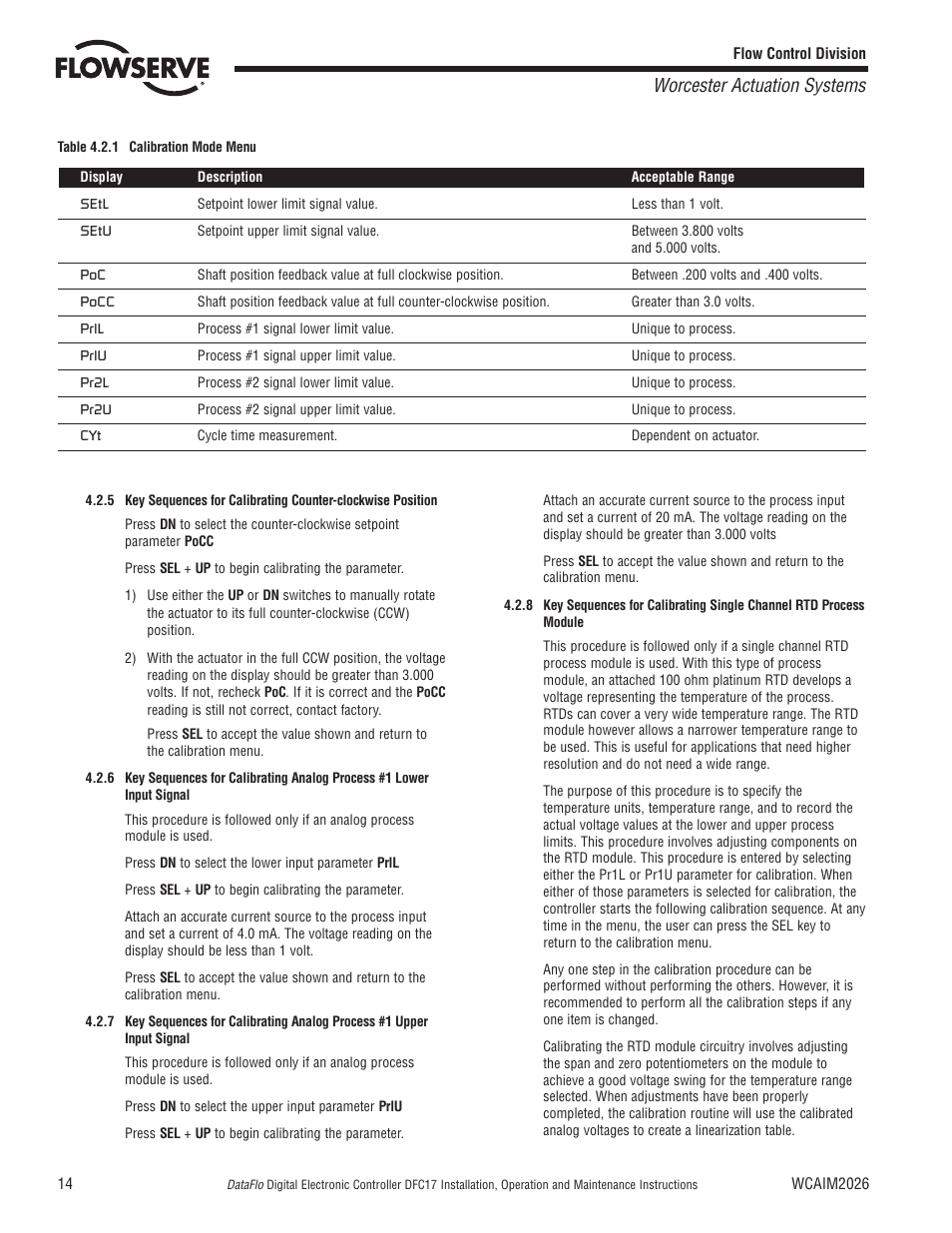 Worcester actuation systems | Flowserve DFC17 User Manual | Page 14 / 28