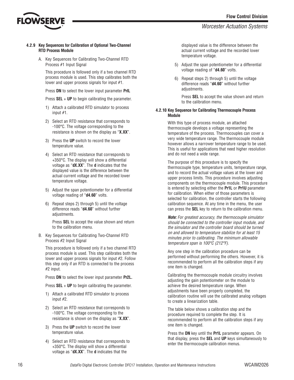 Worcester actuation systems | Flowserve DFC17 User Manual | Page 16 / 28