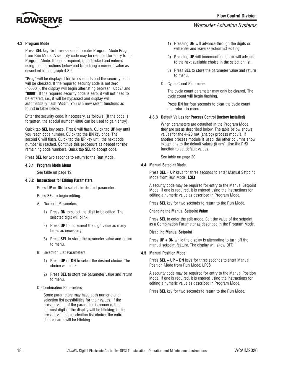 Worcester actuation systems | Flowserve DFC17 User Manual | Page 18 / 28