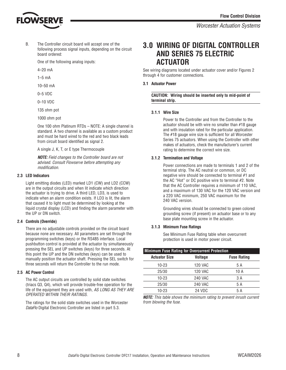 Worcester actuation systems | Flowserve DFC17 User Manual | Page 8 / 28