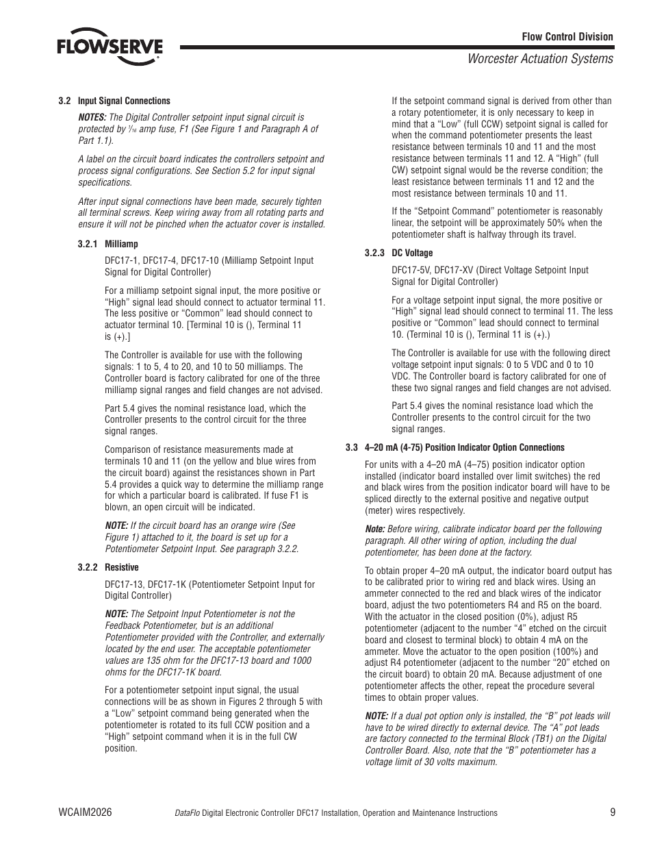 Worcester actuation systems | Flowserve DFC17 User Manual | Page 9 / 28