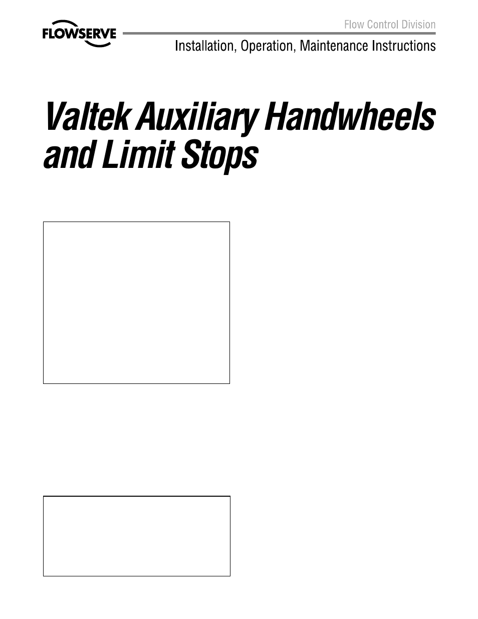 Flowserve Handwheels and Limit Stop User Manual | 12 pages