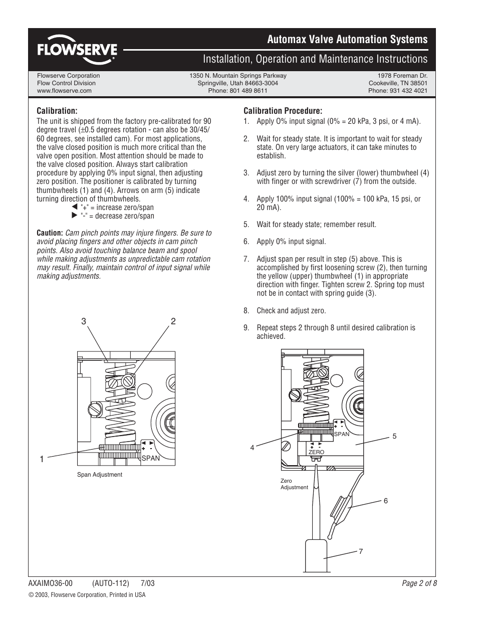 Flowserve APEX 4000 Pneumatic Positioner User Manual | Page 2 / 8