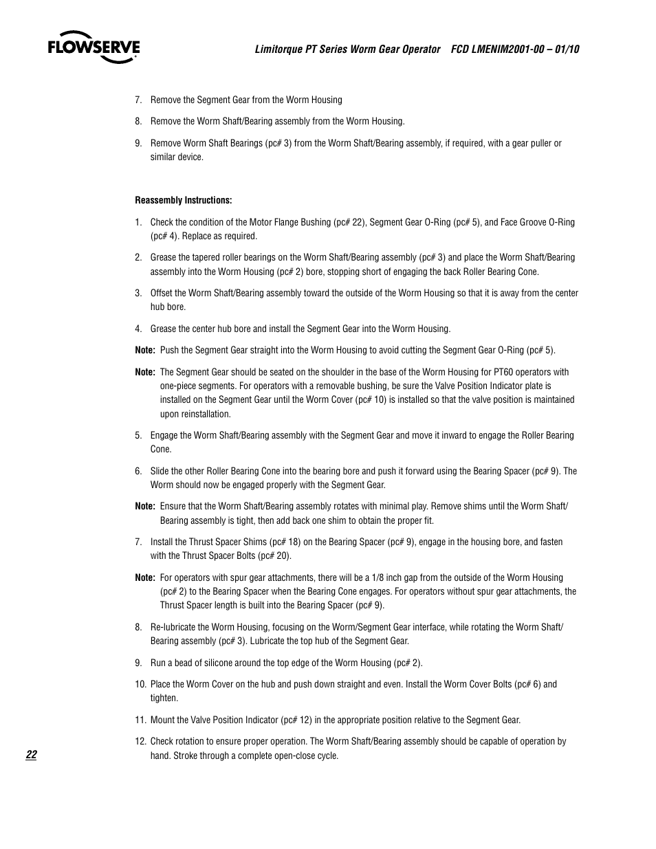 Flowserve PT Series Limitorque User Manual | Page 22 / 44