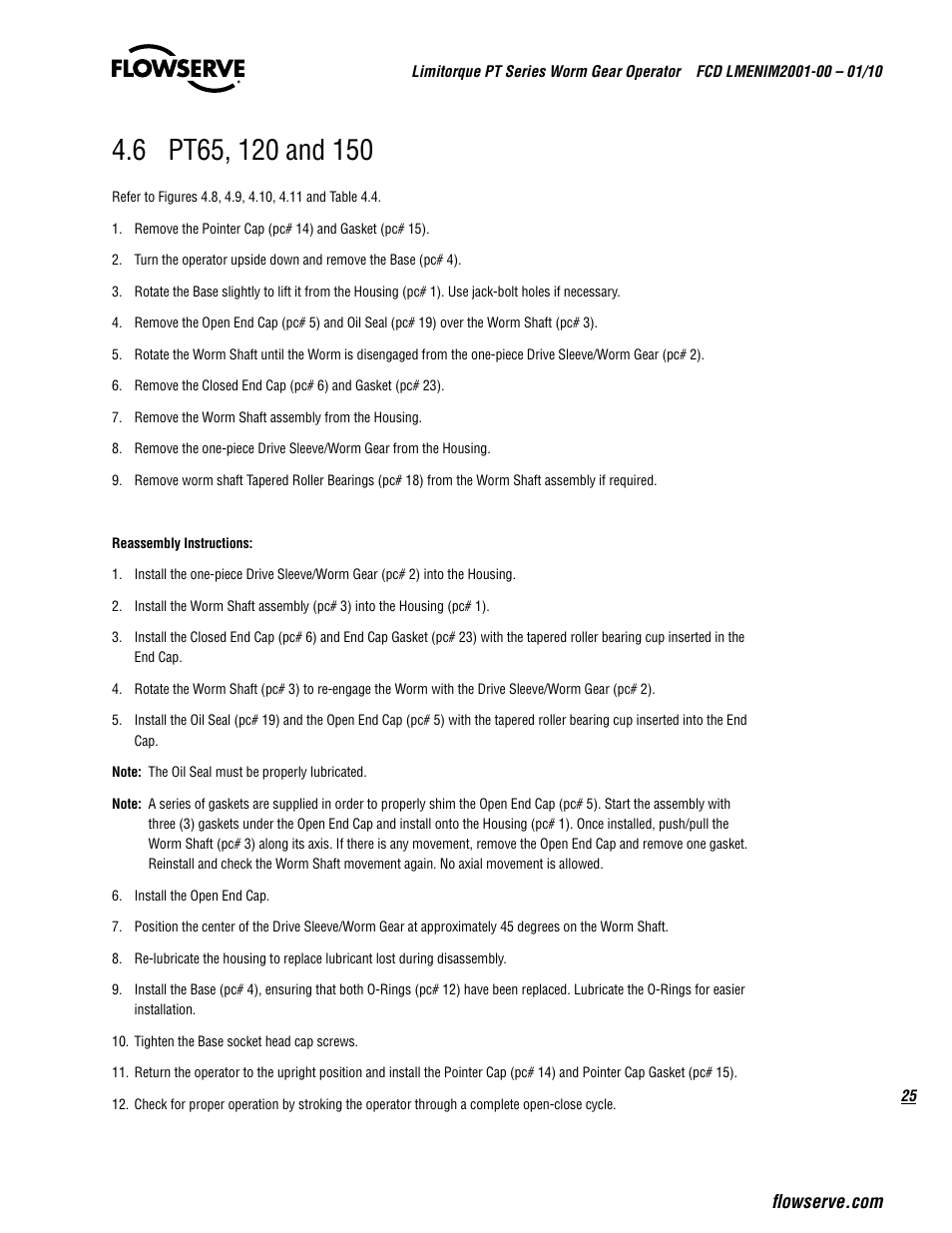 Flowserve PT Series Limitorque User Manual | Page 25 / 44