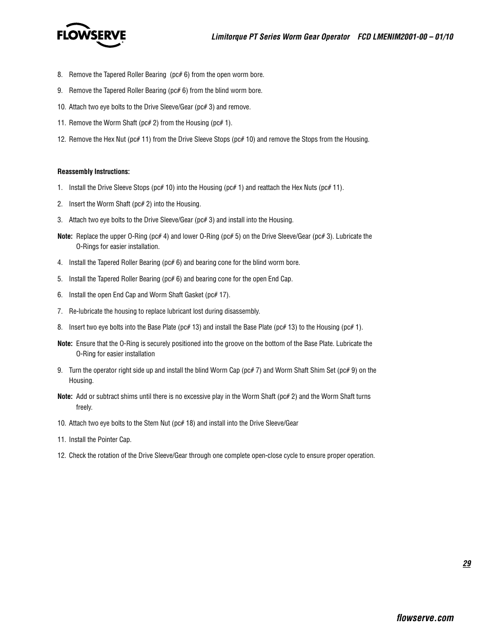 Flowserve PT Series Limitorque User Manual | Page 29 / 44