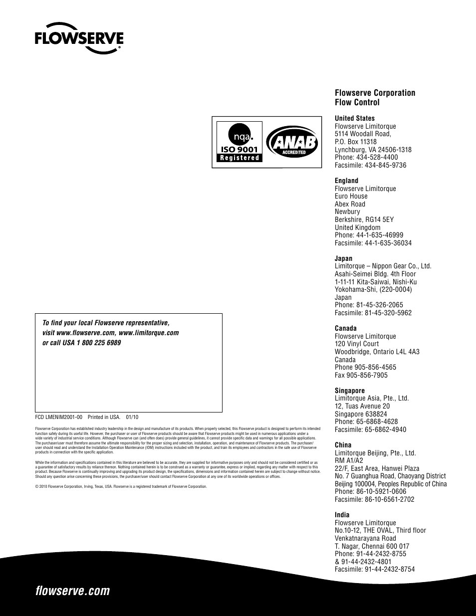 Flowserve corporation flow control | Flowserve PT Series Limitorque User Manual | Page 44 / 44