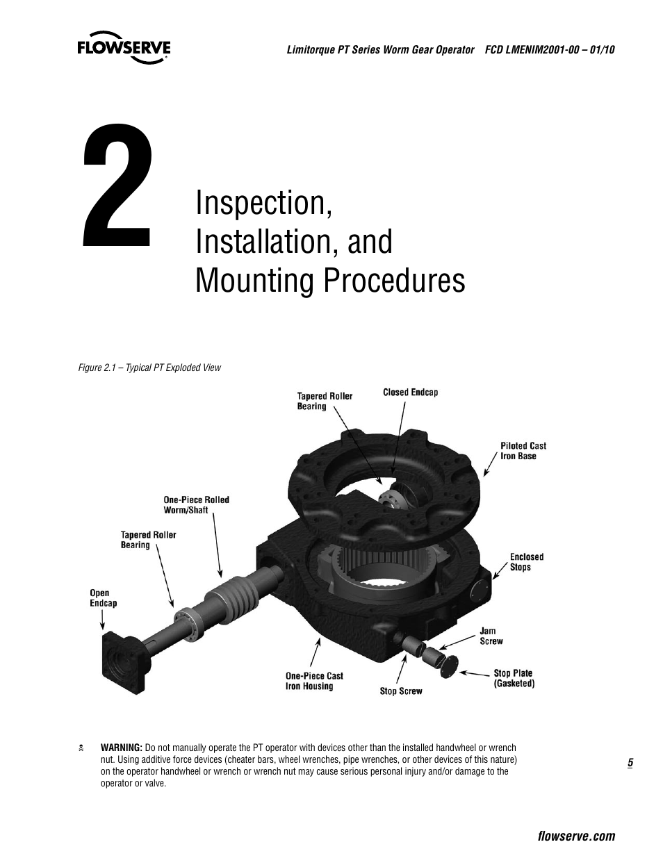 Inspection, installation, and mounting procedures | Flowserve PT Series Limitorque User Manual | Page 5 / 44