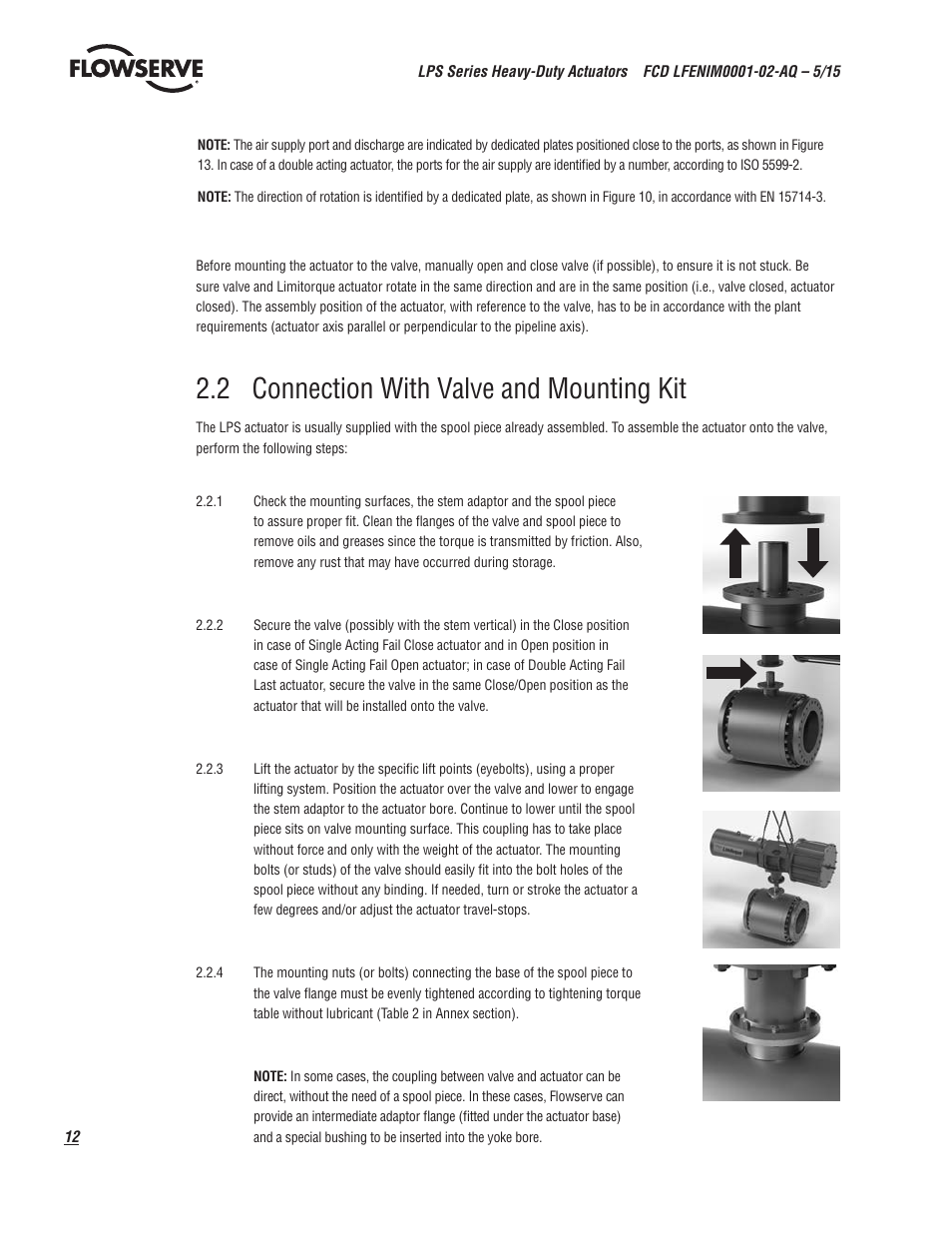 2 connection with valve and mounting kit | Flowserve LPS Pneumatic Heavy-Duty Actuator Series User Manual | Page 12 / 32