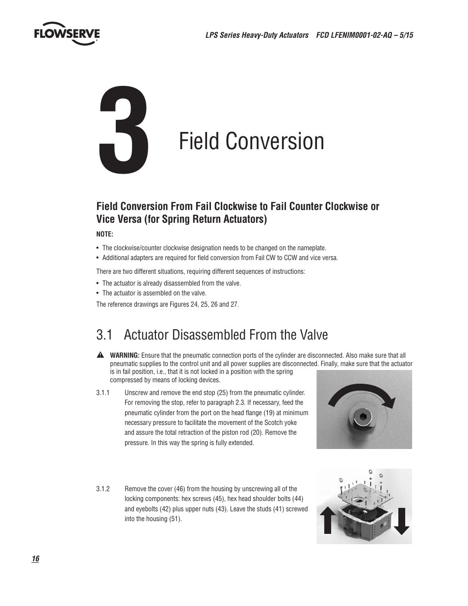 Field conversion | Flowserve LPS Pneumatic Heavy-Duty Actuator Series User Manual | Page 16 / 32