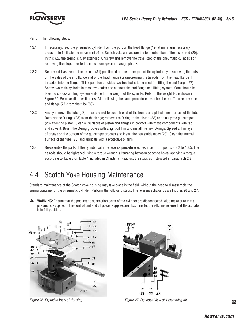 4 scotch yoke housing maintenance | Flowserve LPS Pneumatic Heavy-Duty Actuator Series User Manual | Page 23 / 32