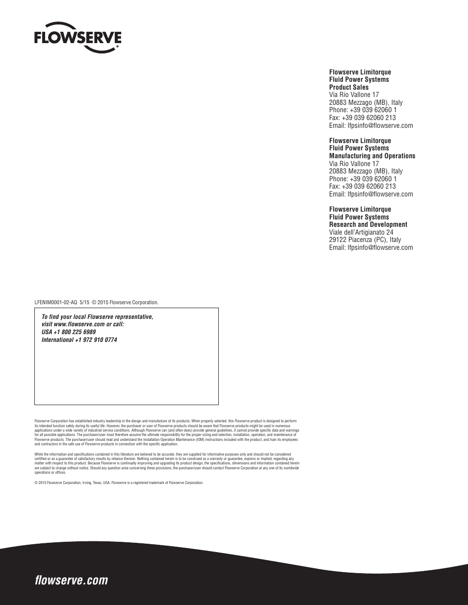 Flowserve LPS Pneumatic Heavy-Duty Actuator Series User Manual | Page 32 / 32