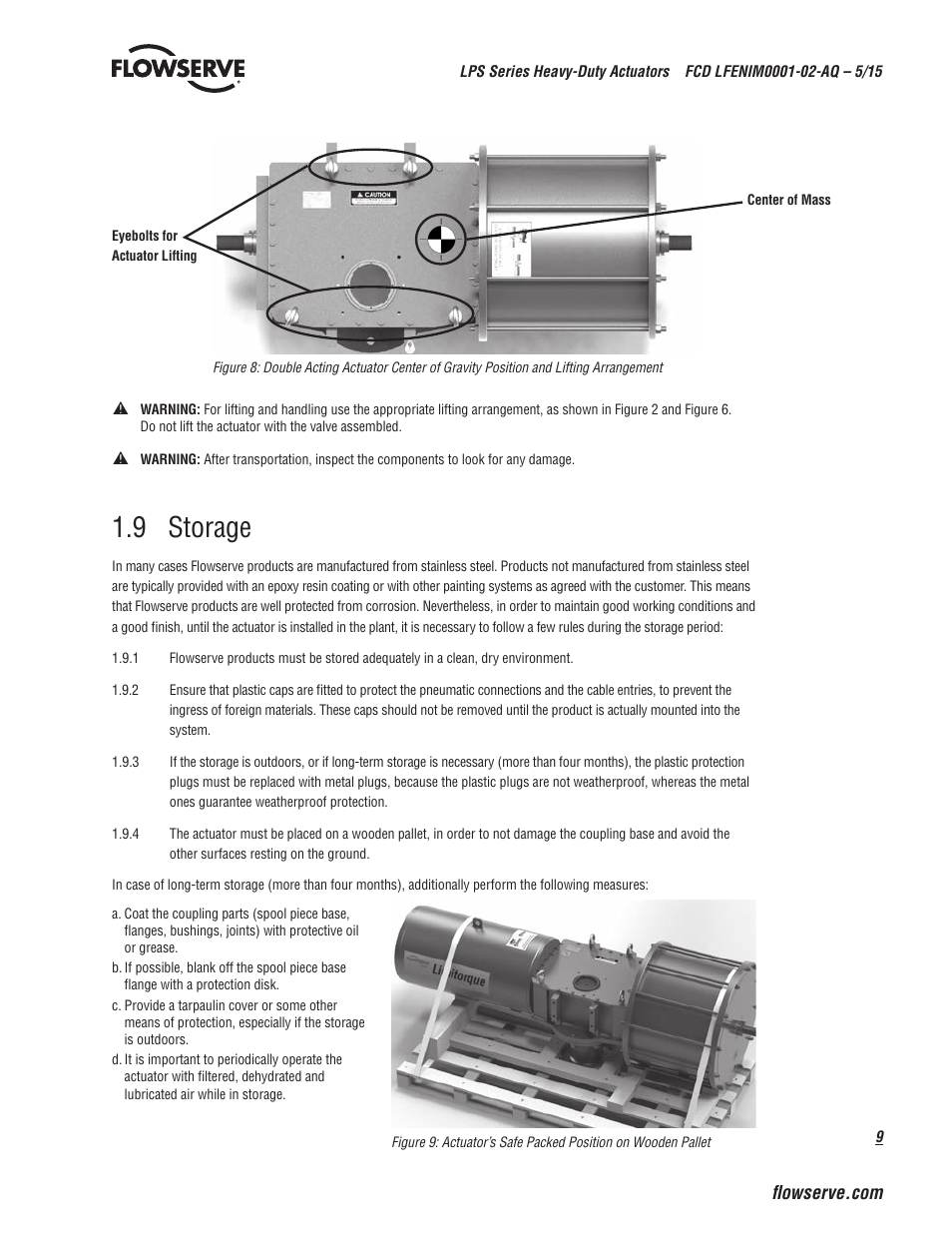 9 storage | Flowserve LPS Pneumatic Heavy-Duty Actuator Series User Manual | Page 9 / 32