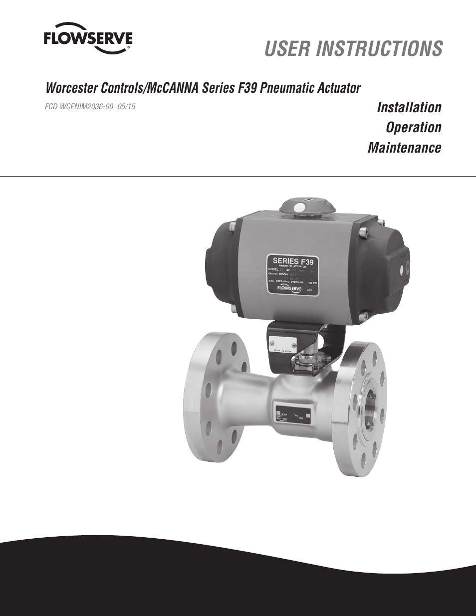 Flowserve F39 Series Pneumatic Actuator User Manual | 16 pages