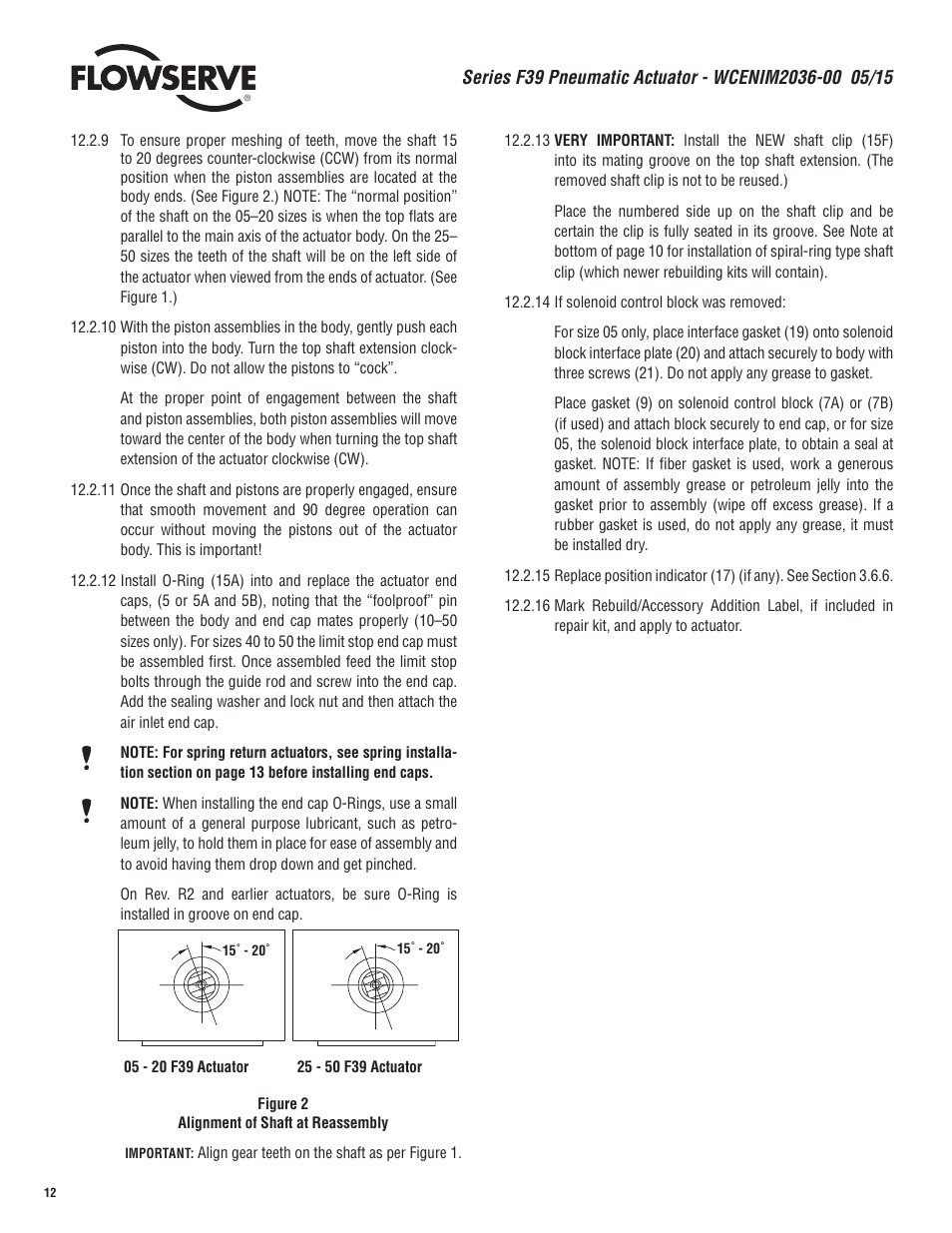 Flowserve F39 Series Pneumatic Actuator User Manual | Page 12 / 16