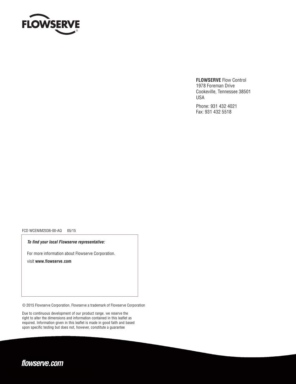 Flowserve F39 Series Pneumatic Actuator User Manual | Page 16 / 16