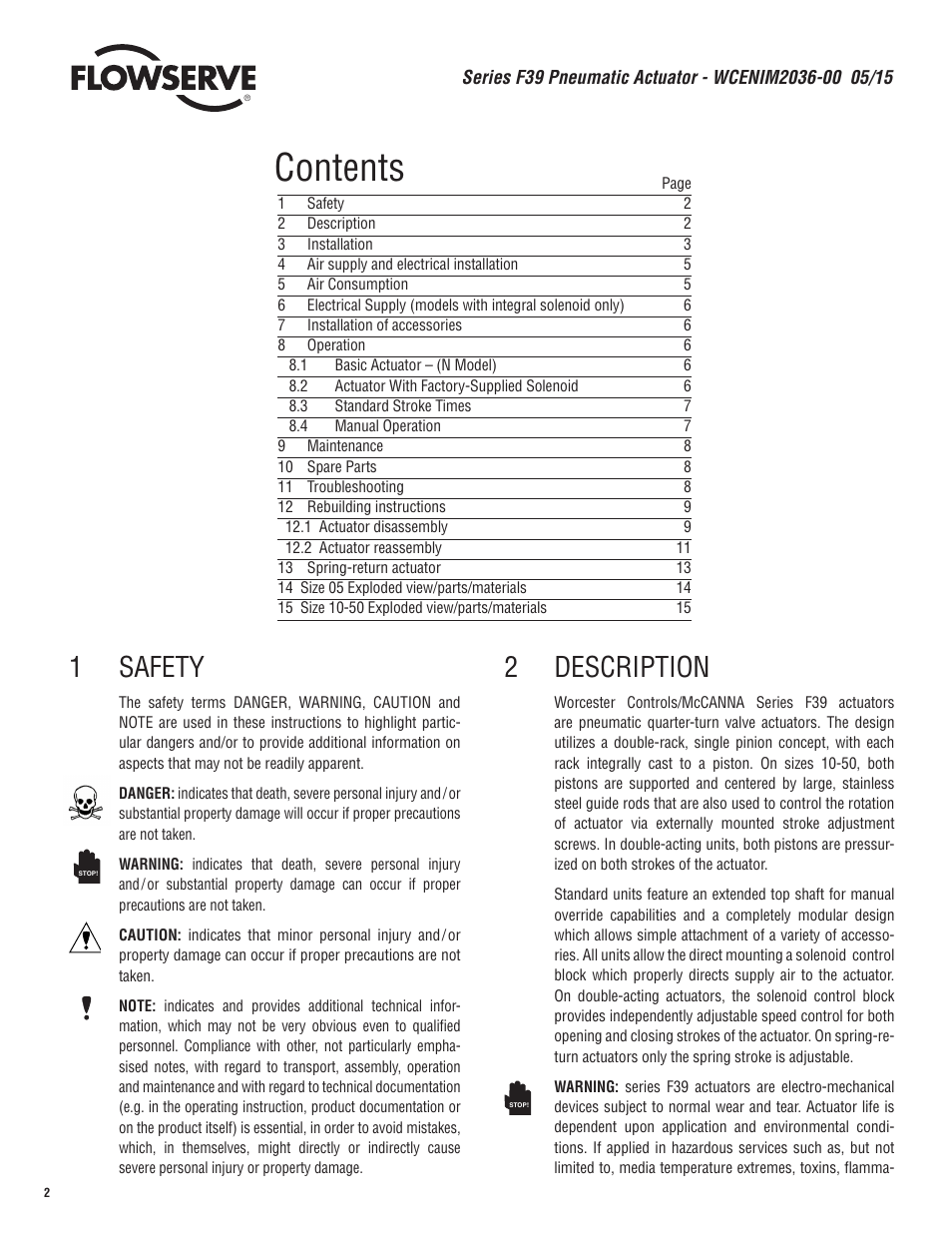 Flowserve F39 Series Pneumatic Actuator User Manual | Page 2 / 16