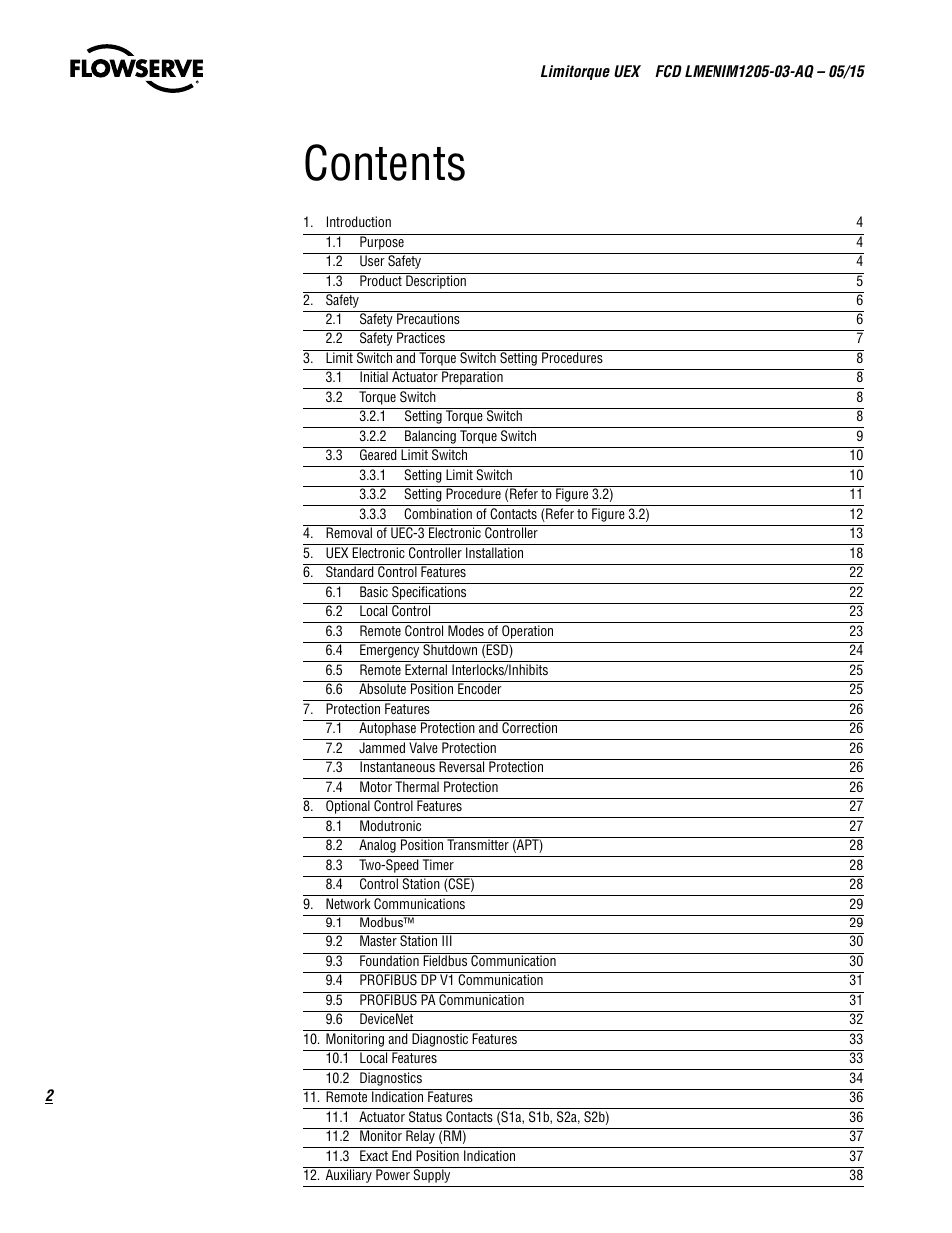 Flowserve UEX Limitorque User Manual | Page 2 / 56