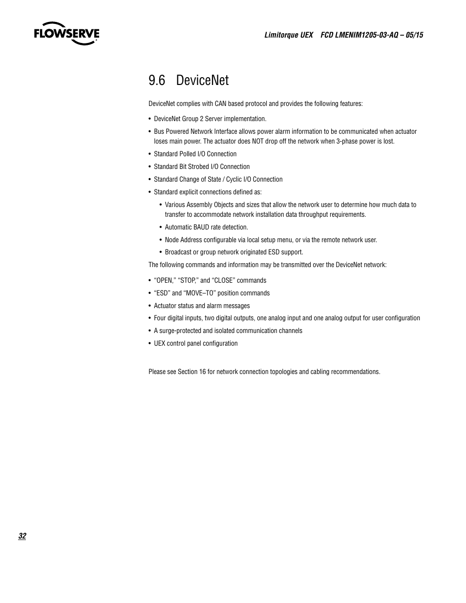 6 devicenet | Flowserve UEX Limitorque User Manual | Page 32 / 56