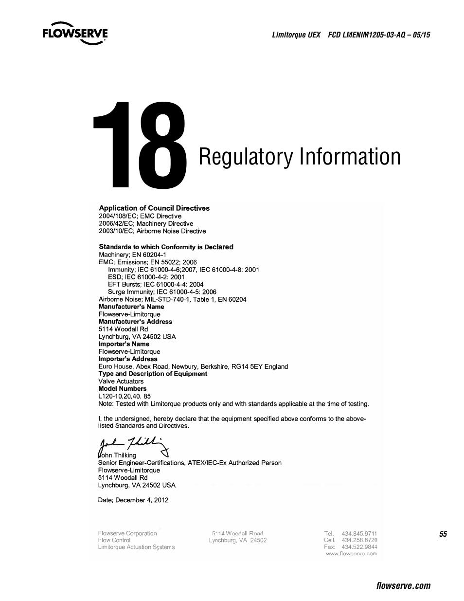 Flowserve UEX Limitorque User Manual | Page 55 / 56