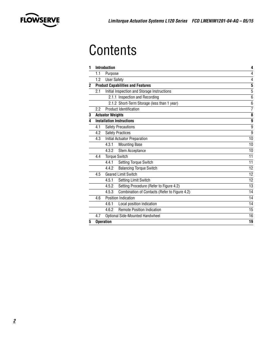 Flowserve L120 Series Limitorque Actuation Systems User Manual | Page 2 / 36