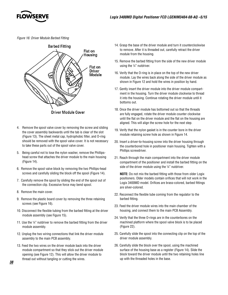 Flowserve 3400MD Digital Positioner User Manual | Page 38 / 54