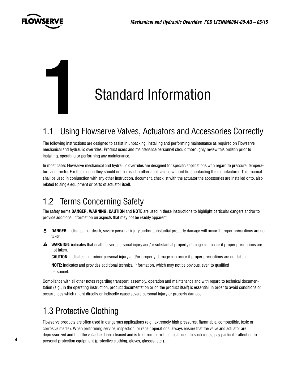 Standard information | Flowserve Mechanical and Hydraulic User Manual | Page 4 / 28