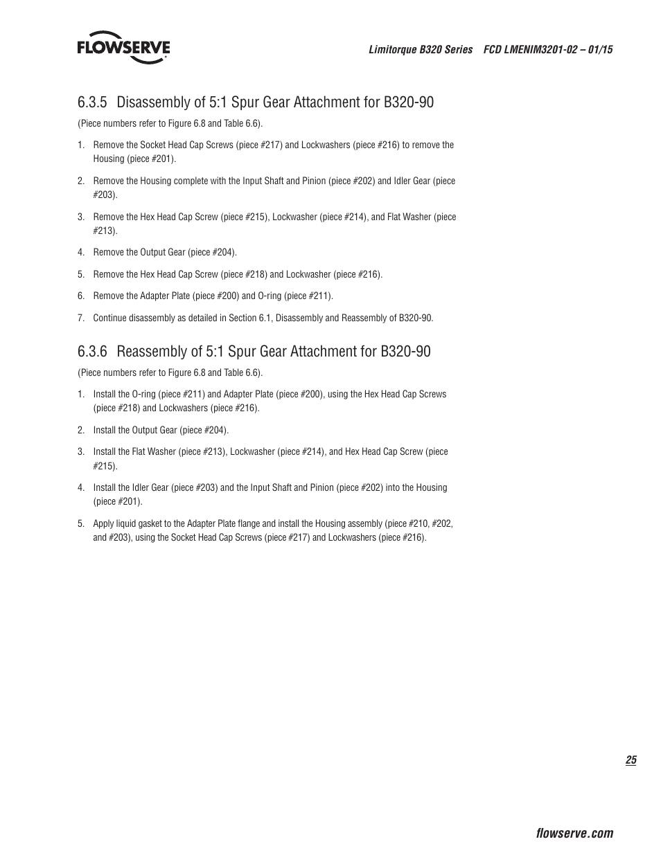 Flowserve B320 Series Limitorque User Manual | Page 25 / 32