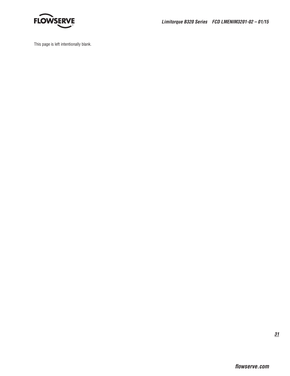 Flowserve B320 Series Limitorque User Manual | Page 31 / 32