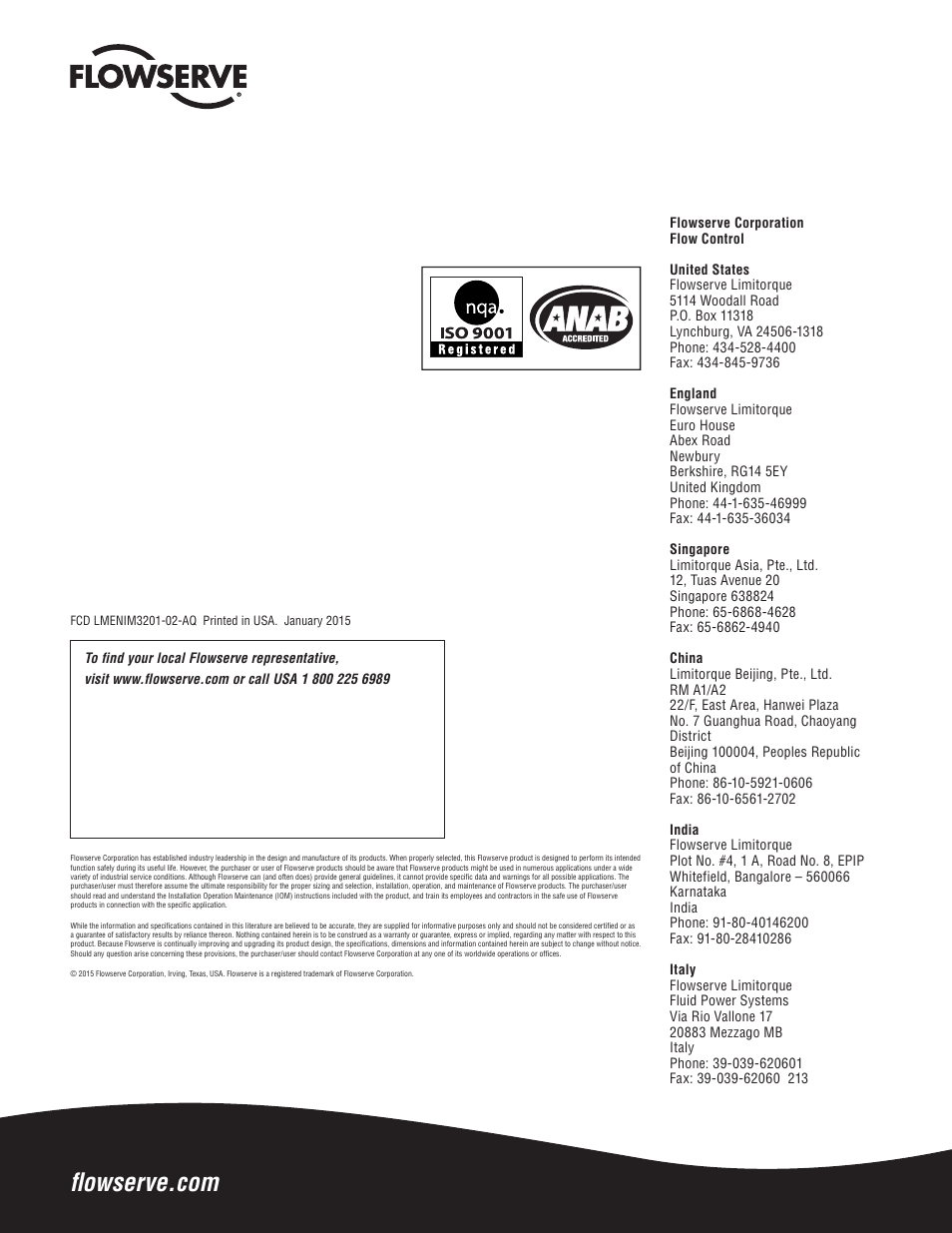 Flowserve B320 Series Limitorque User Manual | Page 32 / 32