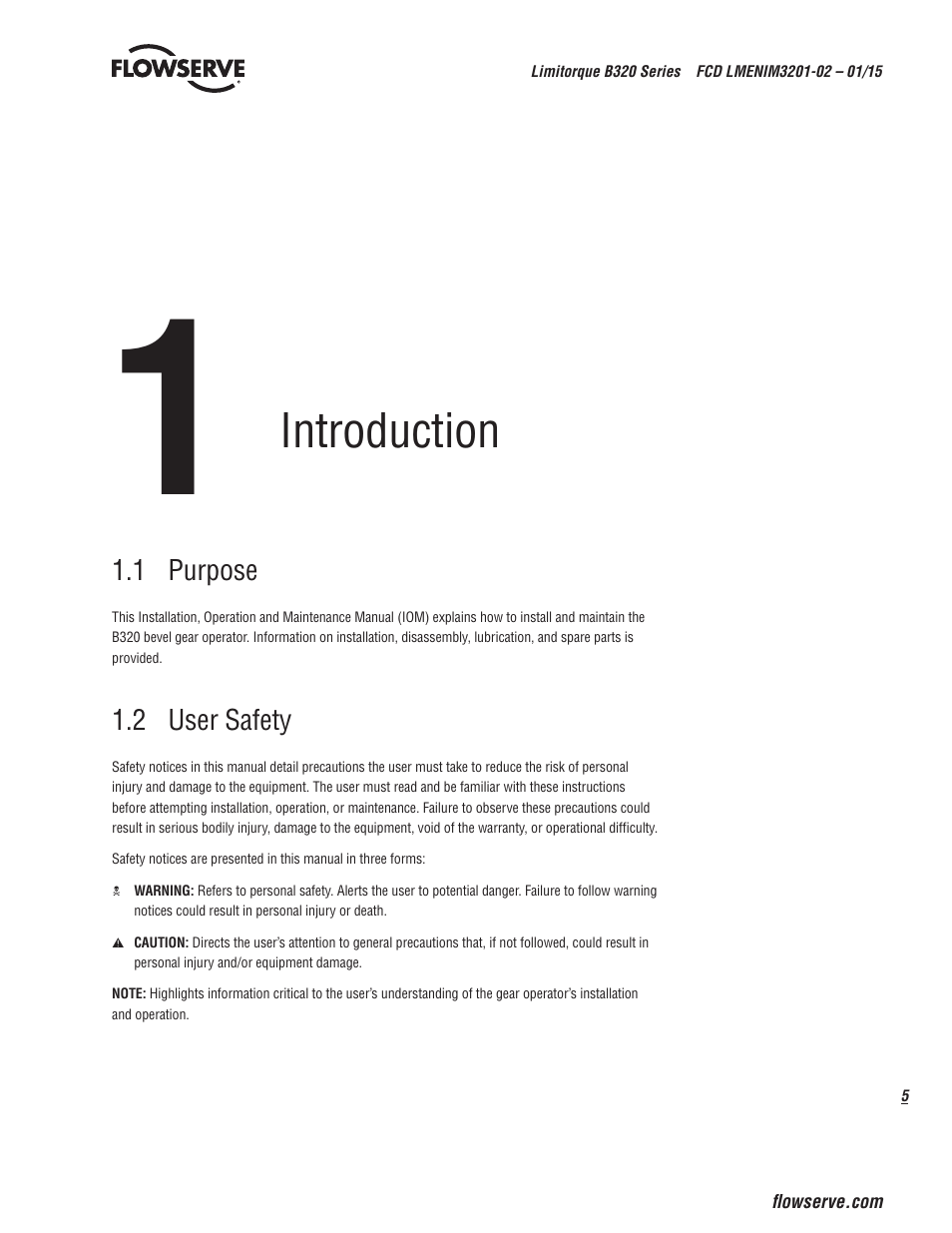 Introduction | Flowserve B320 Series Limitorque User Manual | Page 5 / 32
