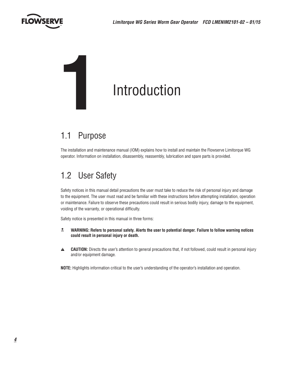 Introduction | Flowserve WG Series Limitorque User Manual | Page 4 / 24