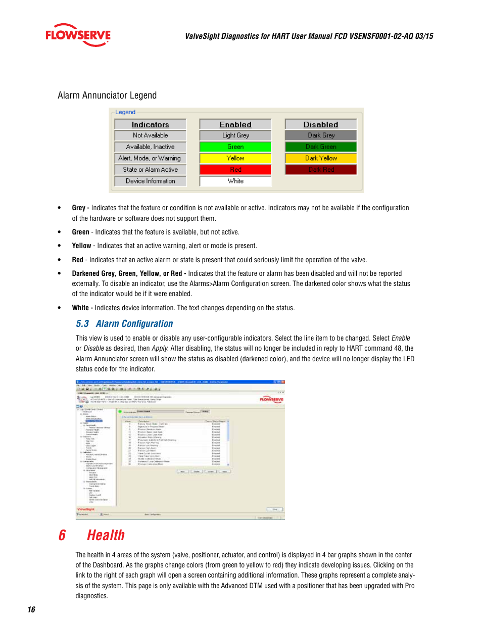 6 health | Flowserve ValveSight Diagnostics User Manual | Page 16 / 60