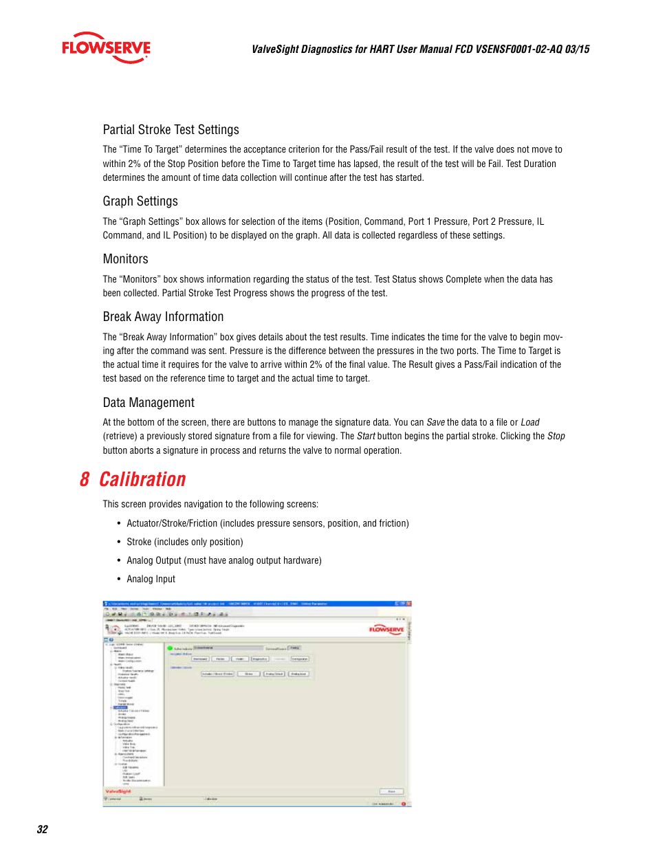 8 calibration | Flowserve ValveSight Diagnostics User Manual | Page 32 / 60