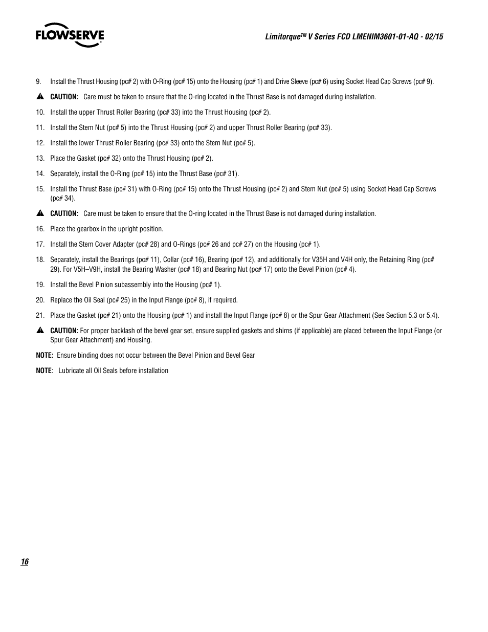 Flowserve V Series User Manual | Page 16 / 24