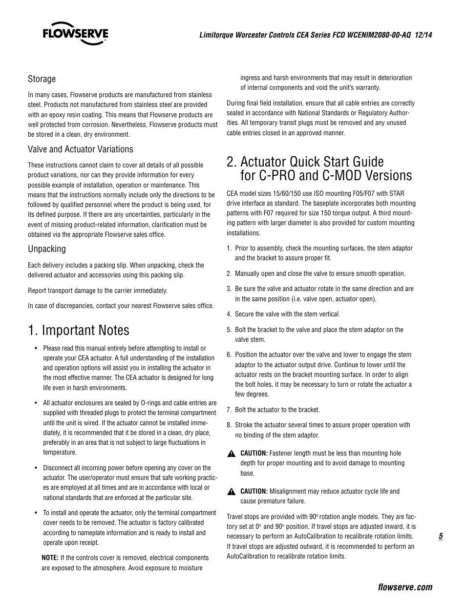 Flowserve CEA Series Limitorque Automax User Manual | Page 5 / 28