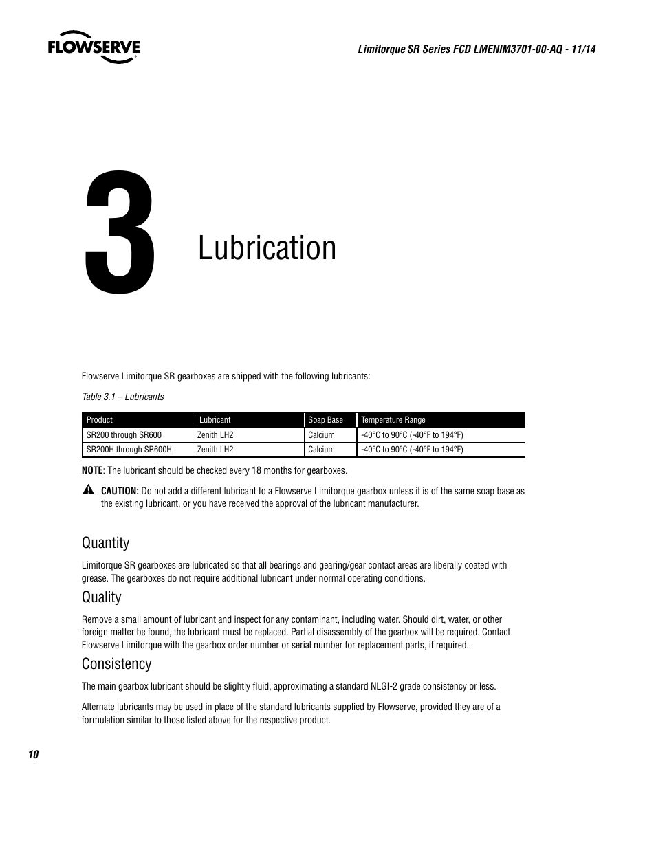 Lubrication | Flowserve SR Series Limitorque User Manual | Page 10 / 24