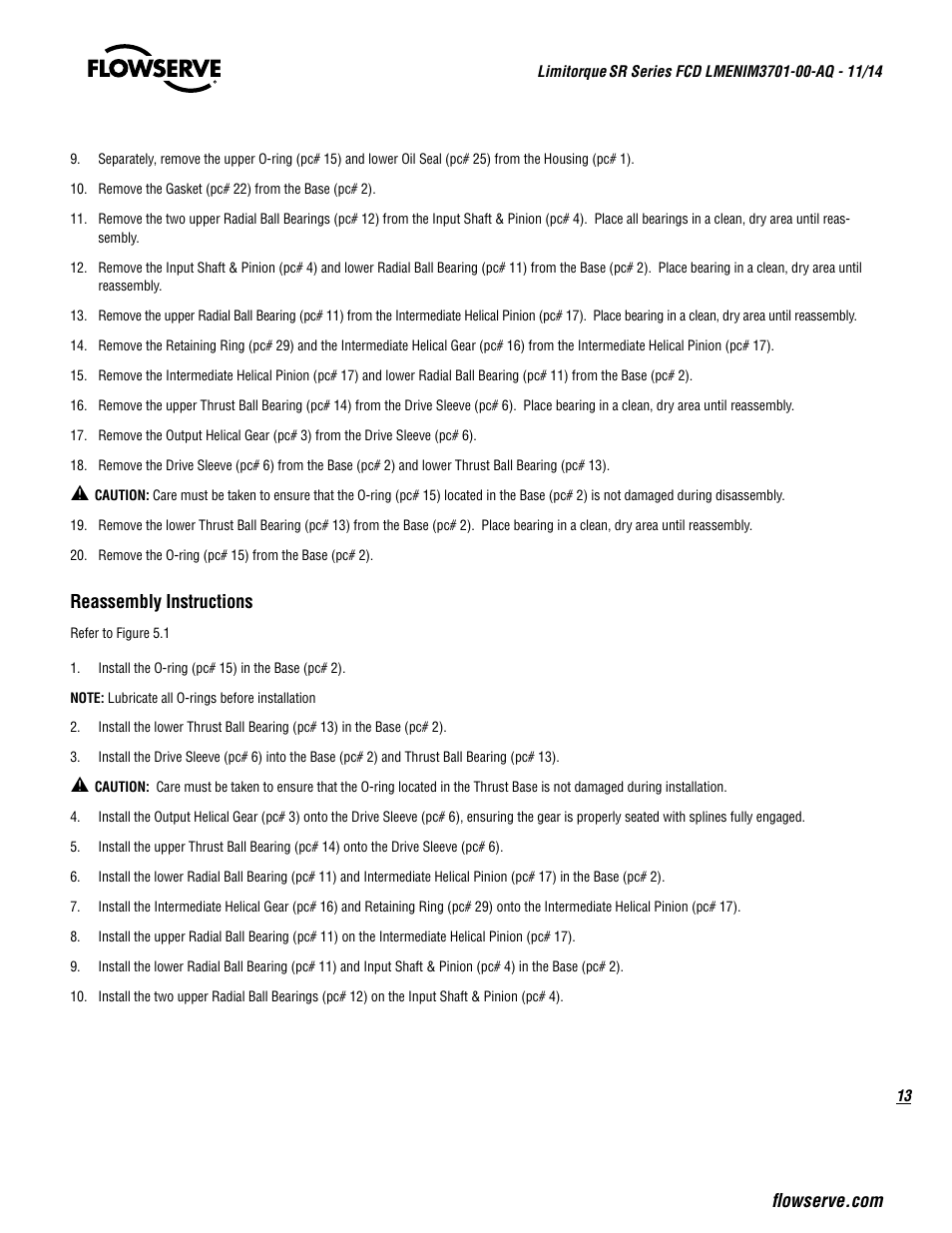 Flowserve SR Series Limitorque User Manual | Page 13 / 24