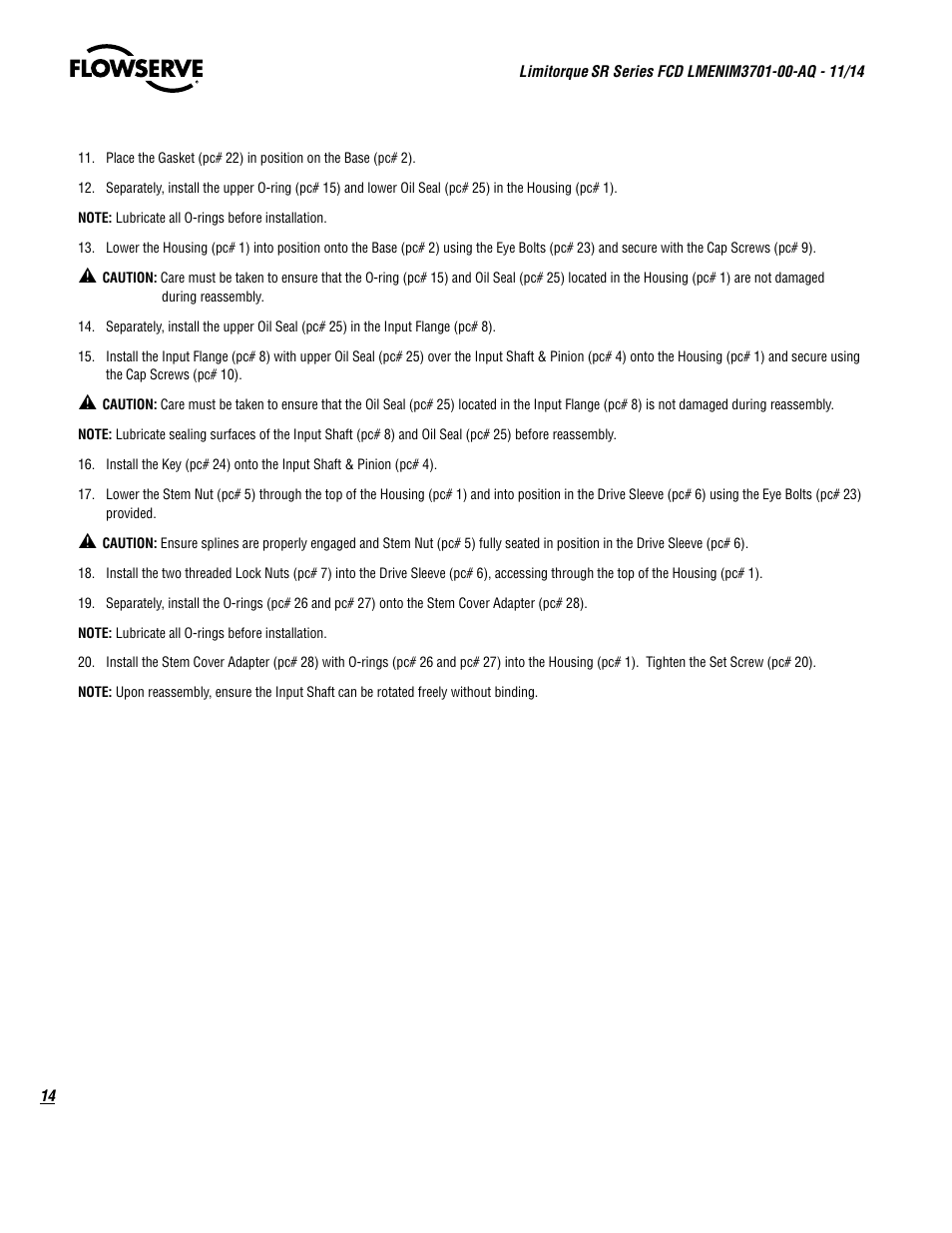 Flowserve SR Series Limitorque User Manual | Page 14 / 24