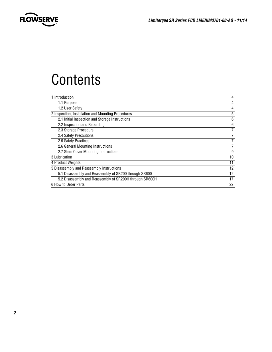 Flowserve SR Series Limitorque User Manual | Page 2 / 24