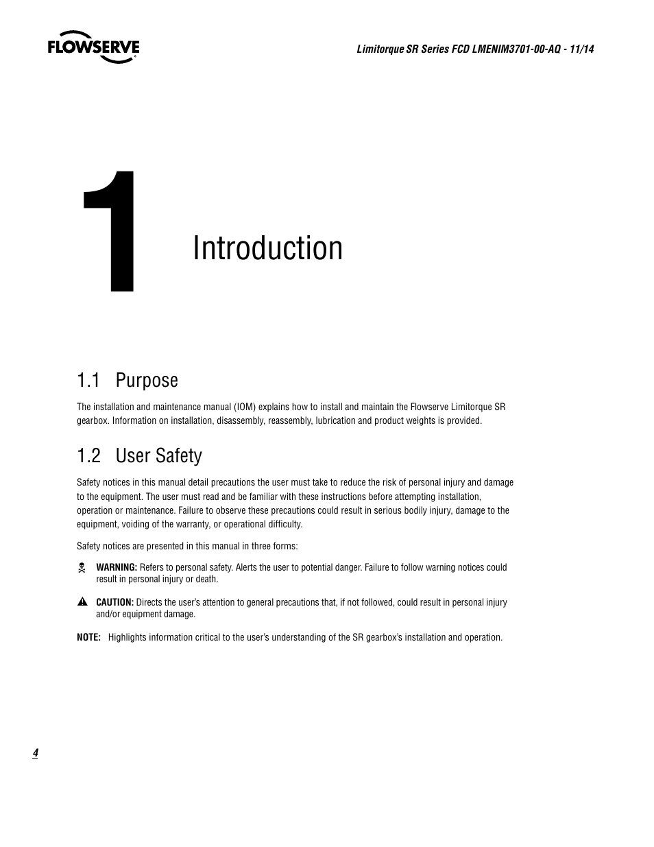 Introduction | Flowserve SR Series Limitorque User Manual | Page 4 / 24