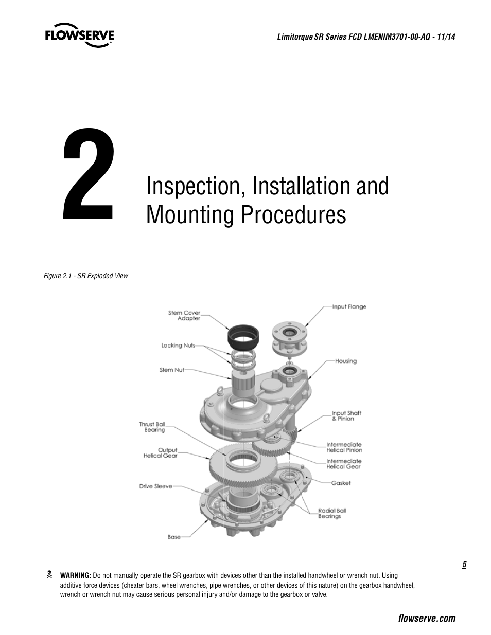 Inspection, installation and mounting procedures | Flowserve SR Series Limitorque User Manual | Page 5 / 24